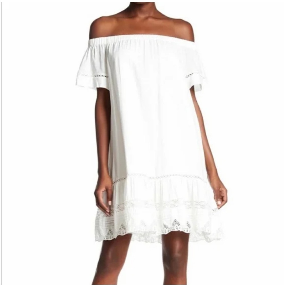 Rebecca Taylor Dress White Off Shoulder Eyelet